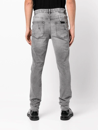 Ksubi Chitch Distressed Stretch Slim-fit Jeans In 灰色