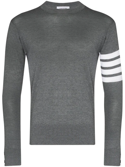Shop Thom Browne 4-bar Merino Pullover In Grey