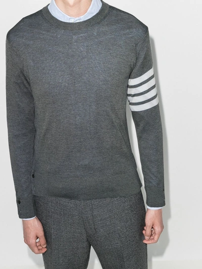 Thom Browne L Crewneck Sweater With 4 Bar Inlay In Grey