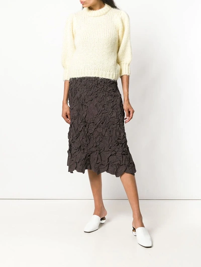 Pre-owned Issey Miyake 1990's Textured A-line Skirt In Brown