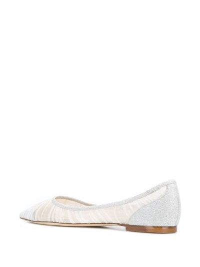 Shop Jimmy Choo Love Mesh Ballerinas In White