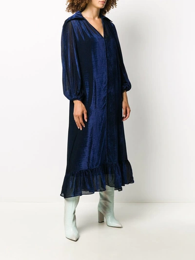 Shop Fendi Velvet-effect Flared Midi Dress In Blue