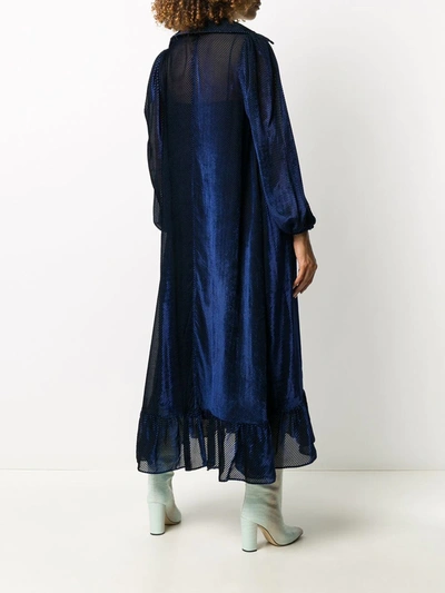 Shop Fendi Velvet-effect Flared Midi Dress In Blue