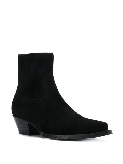 Saint Laurent Black Suede Lukas Zip Boots In Black