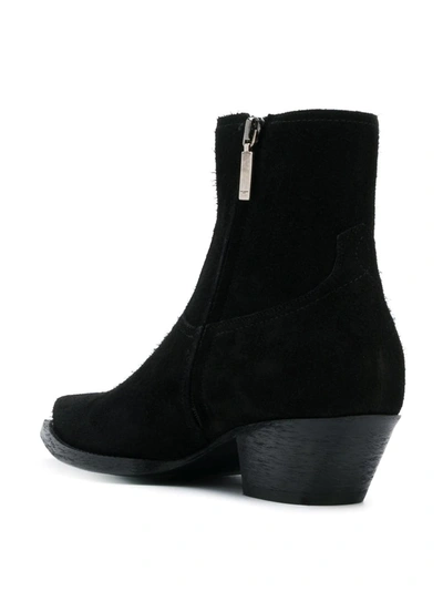 Saint Laurent Black Suede Lukas Zip Boots In Black