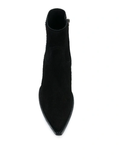 Saint Laurent Black Suede Lukas Zip Boots In Black