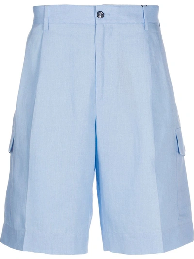 Shop Dolce & Gabbana Pleated Bermuda Shorts In Blue