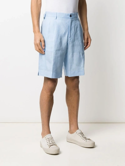 Dolce & Gabbana Bermuda Cargo Shorts In Linen In Blue