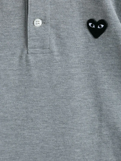 Shop Comme Des Garçons Heart Patch Polo Shirt In Grey