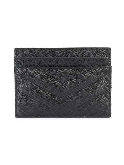 Saint Laurent Monogram Grained-leather Cardholder In Black