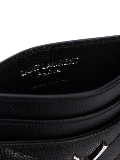 Saint Laurent Monogram Grained-leather Cardholder In Black