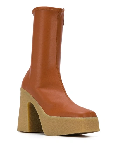 Shop Stella Mccartney Sock-style Platform 120mm Ankle Boots In Brown