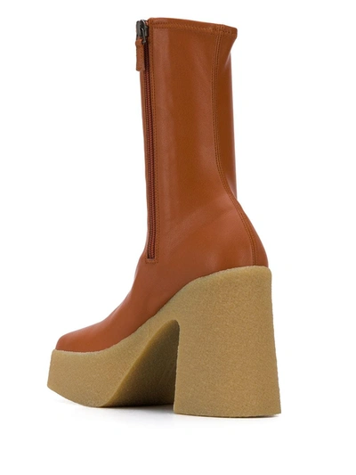 Shop Stella Mccartney Sock-style Platform 120mm Ankle Boots In Brown