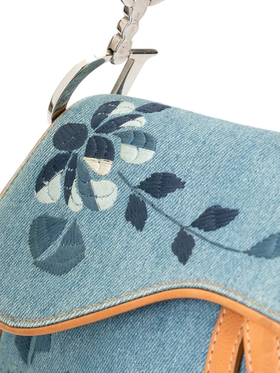 Pre-owned Dior 2005  Embroidered Saddle Bag In Blue