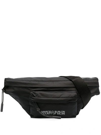 Shop Marcelo Burlon County Of Milan Logo-print Belt Bag In Black