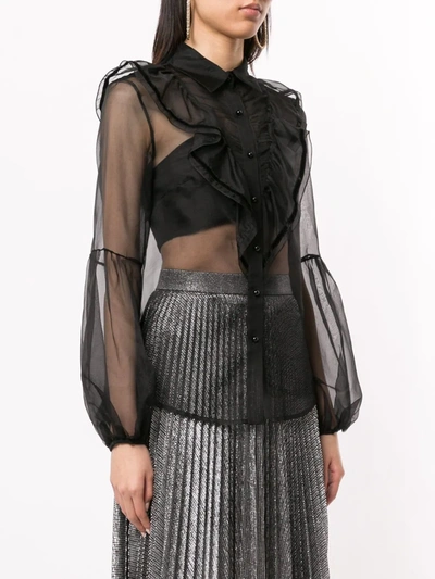 Shop Macgraw Love Bird Sheer Blouse In Black