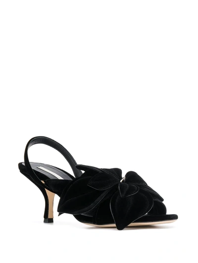 Shop Marco De Vincenzo Hibiscus Motif Slingback Sandals In Black