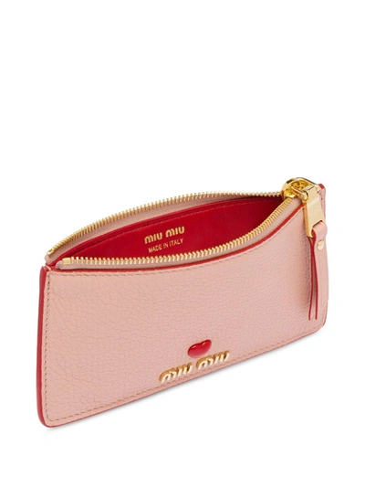 Shop Miu Miu Heart Logo Pouch In Pink