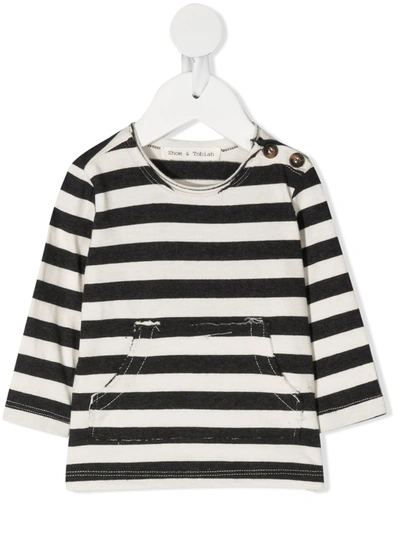 Shop Zhoe & Tobiah Striped Cotton T-shirt In Grey