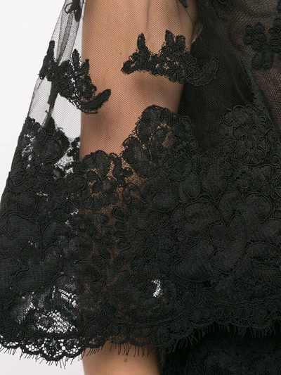 Shop Marchesa Sheer Lace Cocktail Dress In Black