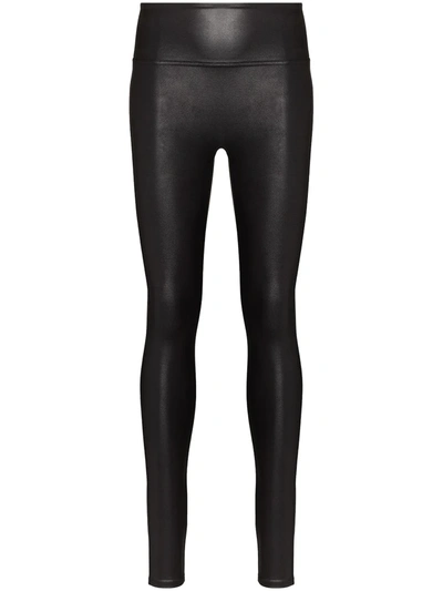 Shop Spanx Faux-leather Mid-rise Leggings In Black