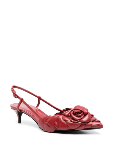 Valentino Womens Red Atelier 03 Rose Edition Leather Slingbacks 4 In Red
