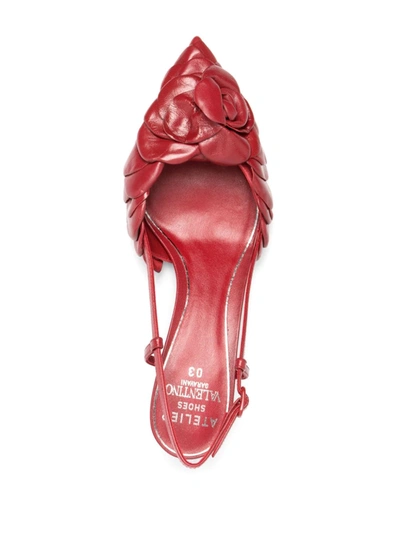 Valentino Womens Red Atelier 03 Rose Edition Leather Slingbacks 4 In Red