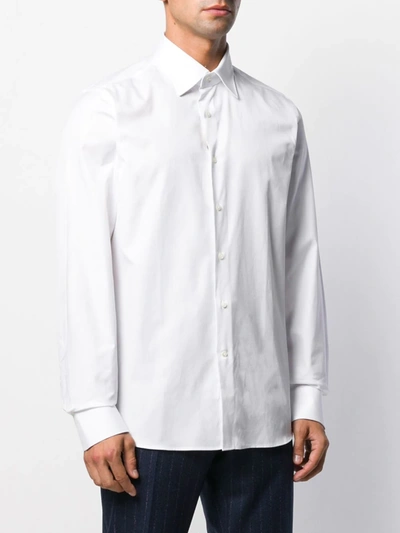 Shop Canali Long Sleeved Shirt In White