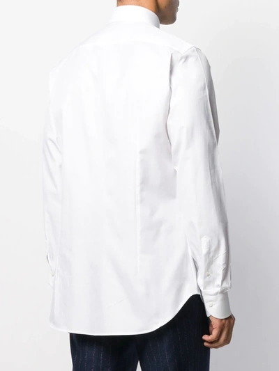 Shop Canali Long Sleeved Shirt In White