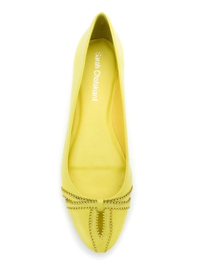 Shop Sarah Chofakian Pati Leather Ballerinas In Yellow