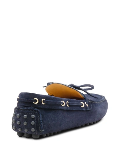 Shop Car Shoe Bow-detail Driving Loafers In Blue