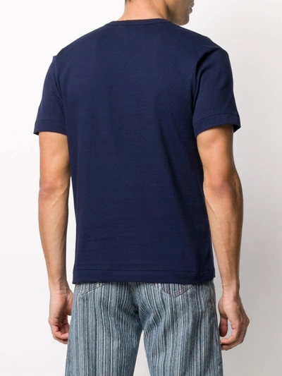 Comme Des Garçons Play Double Heart Patch Cotton Jersey T-shirt In Blue