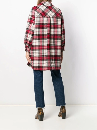 TWIN-SET TARTAN PRINT COAT - 红色