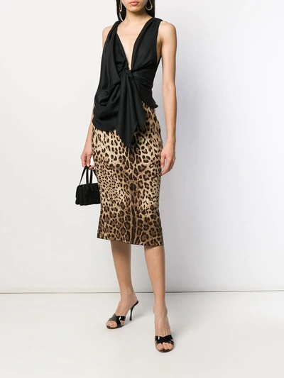 Dolce & Gabbana Leopard-print Silk-blend Charmeuse Pencil Skirt In Neutrals