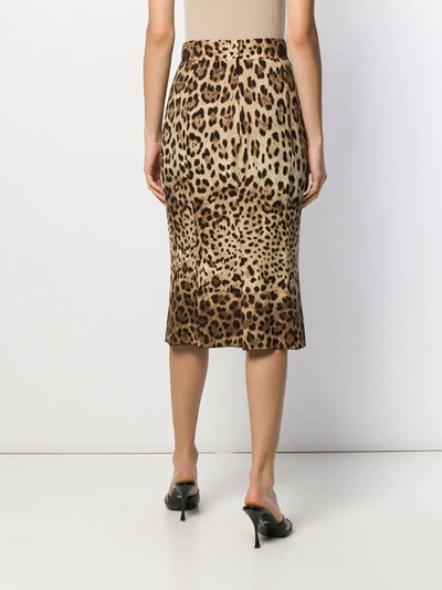 Dolce & Gabbana Leopard-print Silk-blend Charmeuse Pencil Skirt In Neutrals