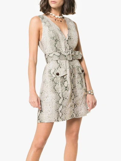 Shop Zimmermann Corsage Python Safari Dress In Grey