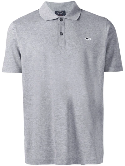 Shop Paul & Shark Embroidered Logo Polo Shirt In Grey