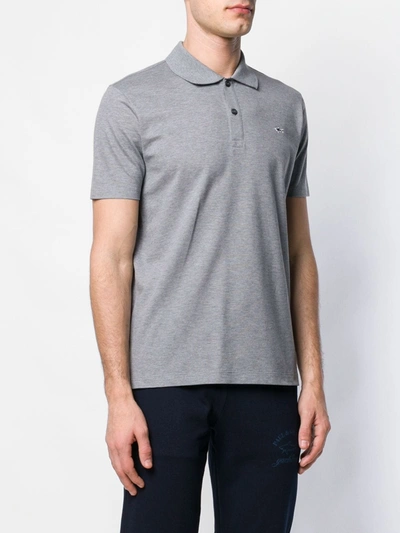 Shop Paul & Shark Embroidered Logo Polo Shirt In Grey