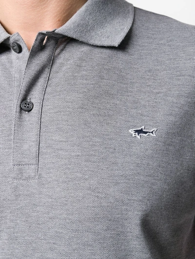 Shop Paul & Shark Embroidered Logo Polo Shirt In Grey