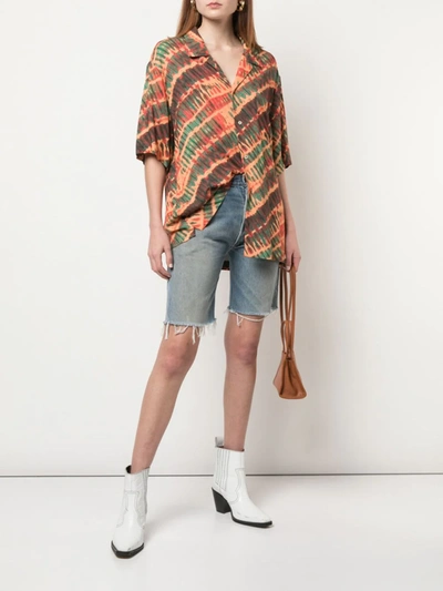 Re/done Knee Length Denim Shorts In Blue