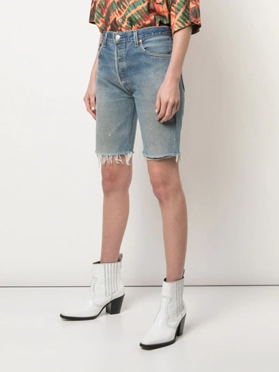 Shop Re/done Knee Length Denim Shorts In Blue