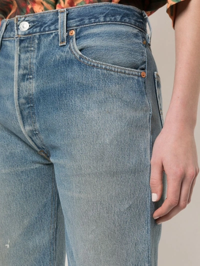Re/done Knee Length Denim Shorts In Blue