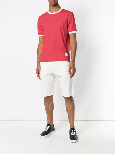 Shop Thom Browne Medium-weight Jersey Ringer Tee In Red