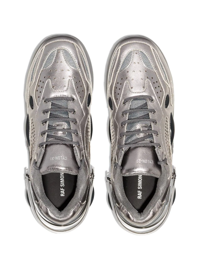 Shop Raf Simons Cylon-2 Low-top Sneakers In Silver