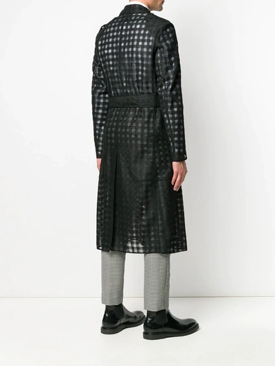 Shop Marco De Vincenzo Sheer Check-pattern Coat In Black