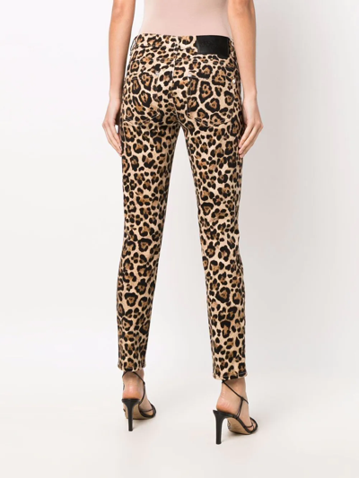 Shop Blumarine Leopard Print Skinny Jeans In Braun
