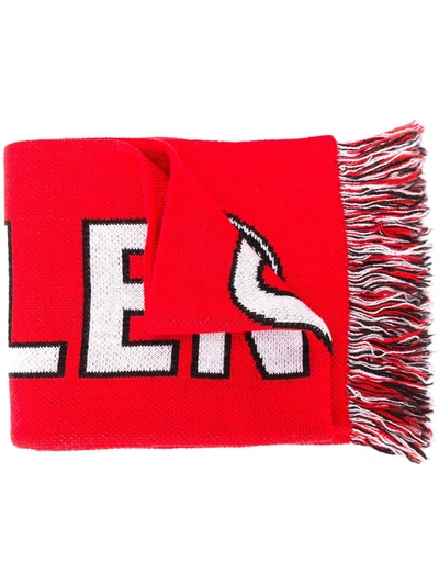 Shop Balenciaga Soccer Knitted Scarf In Red