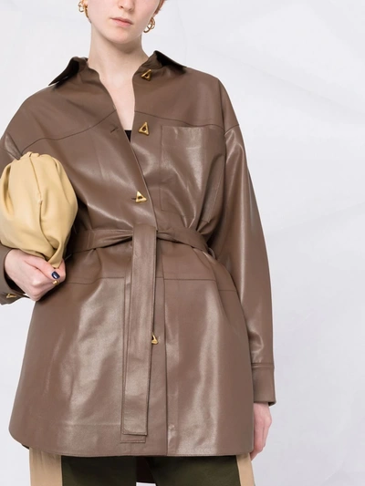 TIE-WAIST LEATHER COAT