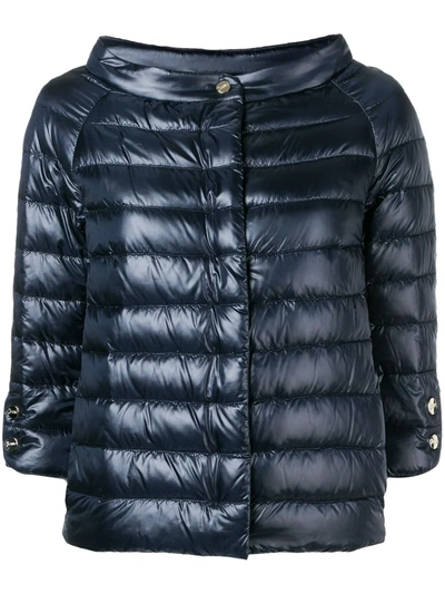 Shop Herno Quilted Metallic Jacket In Blue