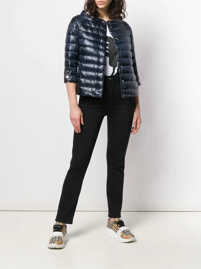 Shop Herno Quilted Metallic Jacket In Blue